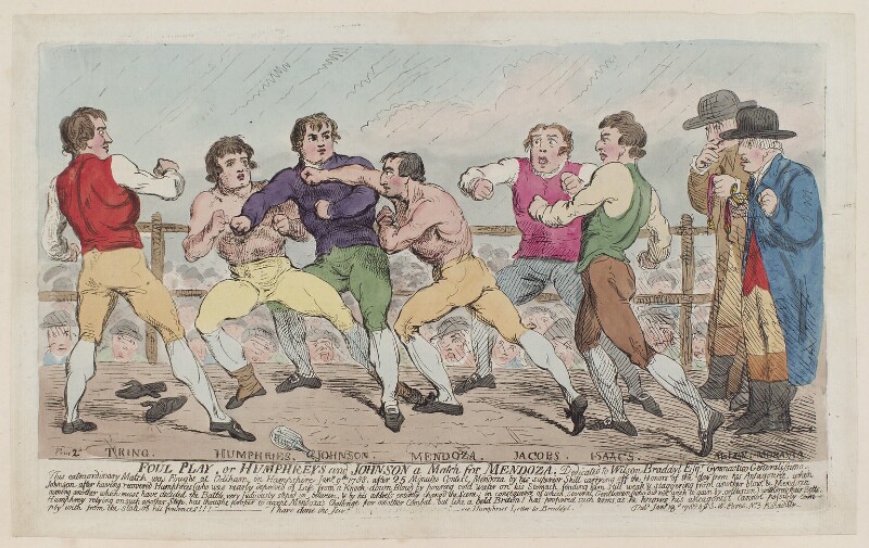 Richard Humphries' second blocks a crucial blow from Daniel Mendoza in the 1788 bout.