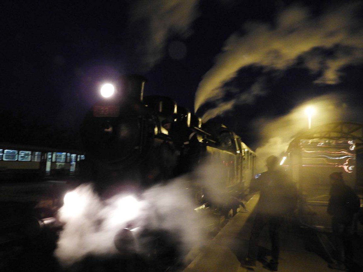 A steam locomotive at Zaječí, Southern Moravia. In the background, the Hodonín express.