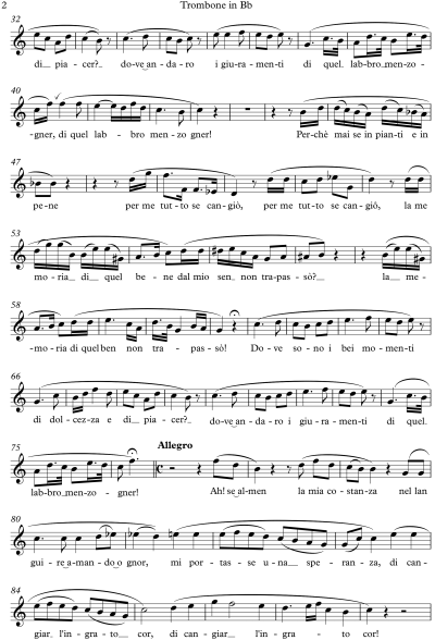 "E Susanna non vien? / Dove sono i bei momenti?" from Mozart's Marriage of Figaro, arranged for trombone/euphonium/baritone/trumpet/cornet/etc. and piano: PDF downloads - Image 2